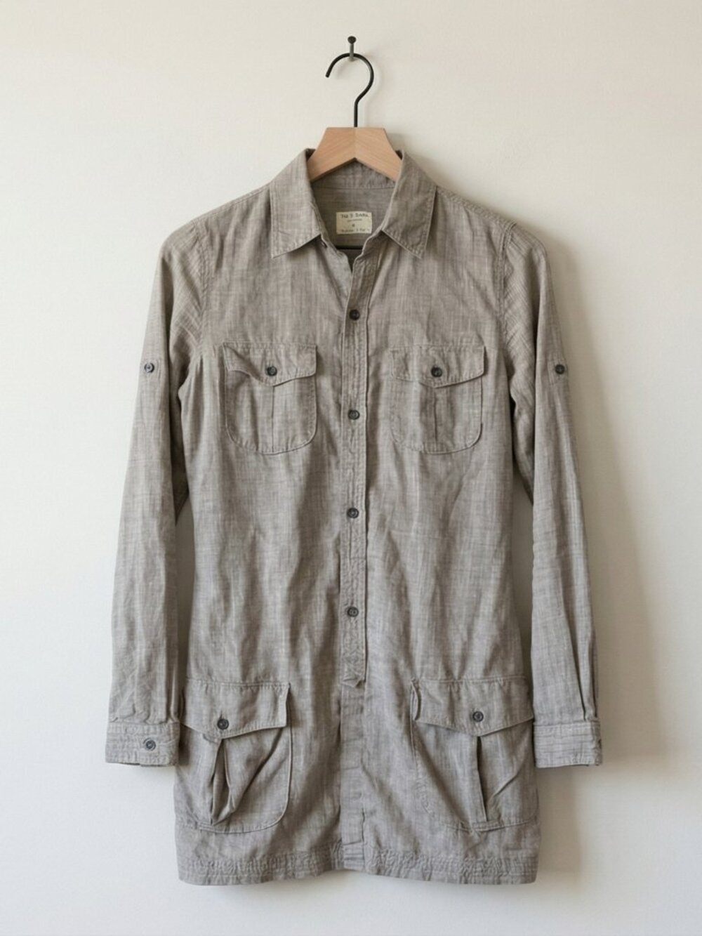 Rag & Bone Women's Size 2 Button Front Shirt 100% Cotton Tan Multi Pocket Top